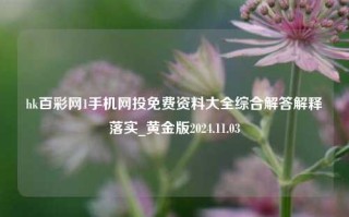 hk百彩网1手机网投免费资料大全综合解答解释落实_黄金版2024.11.03