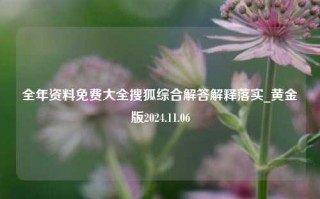 全年资料免费大全搜狐综合解答解释落实_黄金版2024.11.06