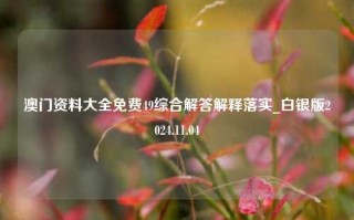 澳门资料大全免费49综合解答解释落实_白银版2024.11.04