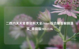 二四六天天免费资料大全(944cc)综合解答解释落实_青铜版2024.11.06