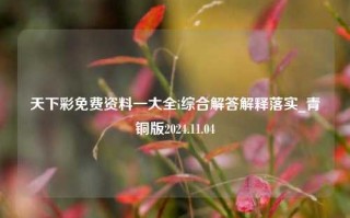 天下彩免费资料一大全i综合解答解释落实_青铜版2024.11.04