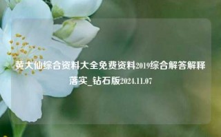 黄大仙综合资料大全免费资料2019综合解答解释落实_钻石版2024.11.07