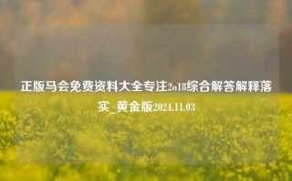 正版马会免费资料大全专注2o18综合解答解释落实_黄金版2024.11.03