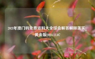 202l年澳门码免费资料大全综合解答解释落实_黄金版2024.11.07