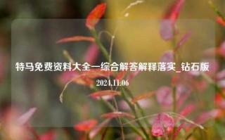 特马免费资料大全一综合解答解释落实_钻石版2024.11.06