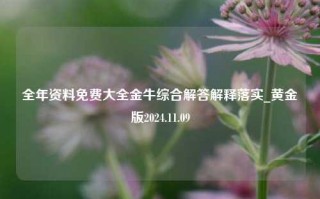 全年资料免费大全金牛综合解答解释落实_黄金版2024.11.09