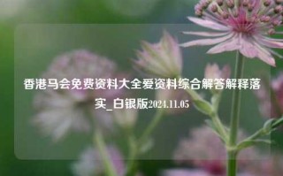 香港马会免费资料大全爱资料综合解答解释落实_白银版2024.11.05