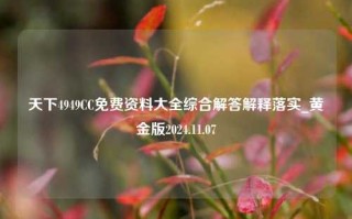 天下4949CC免费资料大全综合解答解释落实_黄金版2024.11.07