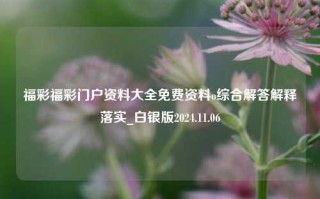 福彩福彩门户资料大全免费资料o综合解答解释落实_白银版2024.11.06