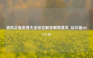 资料正版免费大全综合解答解释落实_钻石版2024.11.06