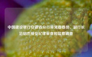 中国建设银行安徽省分行原党委委员、副行长范绍杰接受纪律审查和监察调查