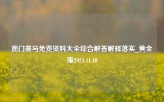 澳门赛马免费资料大全综合解答解释落实_黄金版2024.11.10