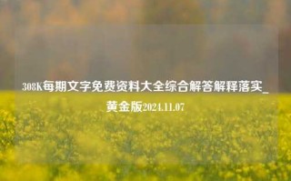 308K每期文字免费资料大全综合解答解释落实_黄金版2024.11.07