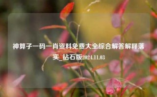 神算子一码一肖资料免费大全综合解答解释落实_钻石版2024.11.03