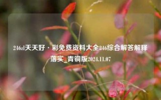 246zl天天好·彩免费资料大全246综合解答解释落实_青铜版2024.11.07