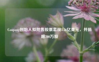 Coupang创始人拟抛售股票套现3.56亿美元，并捐赠200万股