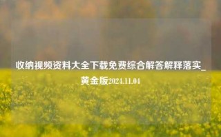 收纳视频资料大全下载免费综合解答解释落实_黄金版2024.11.04