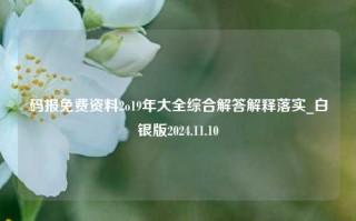 码报免费资料2o19年大全综合解答解释落实_白银版2024.11.10