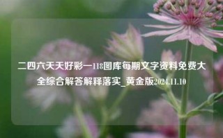 二四六天天好彩一118图库每期文字资料免费大全综合解答解释落实_黄金版2024.11.10