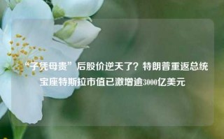 “子凭母贵”后股价逆天了？特朗普重返总统宝座特斯拉市值已激增逾3000亿美元