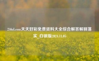 246zl.com天天好彩免费资料大全综合解答解释落实_白银版2024.11.05