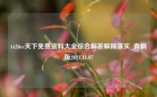 tx26cc天下免费资料大全综合解答解释落实_青铜版2024.11.07