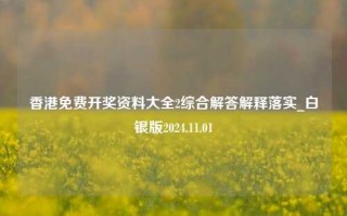 香港免费开奖资料大全2综合解答解释落实_白银版2024.11.01