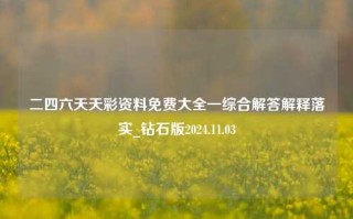 二四六天天彩资料免费大全一综合解答解释落实_钻石版2024.11.03