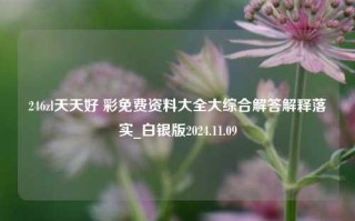 246zl天天好 彩免费资料大全大综合解答解释落实_白银版2024.11.09