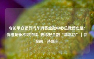 专访平安银行汽车消费金融中心总裁傅忠强：价格竞争不可持续  要练好金融“基本功”｜新金融·造新车