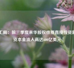 外汇局：前三季度来华股权性质直接投资新增资本金流入高达600亿美元