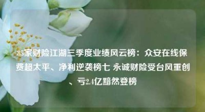 85家财险江湖三季度业绩风云榜：众安在线保费超太平、净利逆袭榜七 永诚财险受台风重创、亏2.4亿黯然登榜