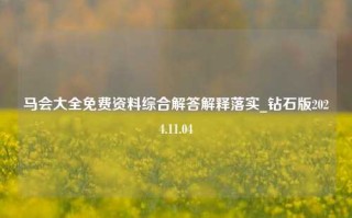 马会大全免费资料综合解答解释落实_钻石版2024.11.04