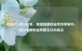 财联社11月12日电，美国国债收益率持续攀升，5至30年期收益率触及日内高点