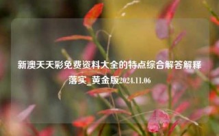 新澳天天彩免费资料大全的特点综合解答解释落实_黄金版2024.11.06