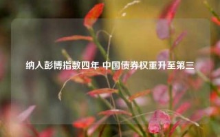 纳入彭博指数四年 中国债券权重升至第三