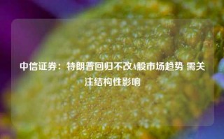 中信证券：特朗普回归不改A股市场趋势 需关注结构性影响