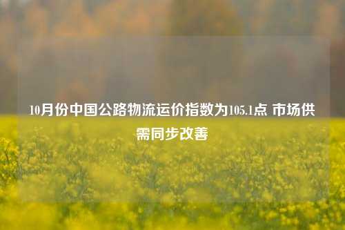 10月份中国公路物流运价指数为105.1点 市场供需同步改善-第1张图片-旅游攻略分享平台-独家小贴士