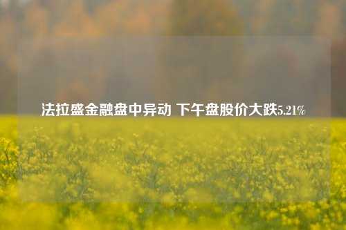 法拉盛金融盘中异动 下午盘股价大跌5.21%-第1张图片-旅游攻略分享平台-独家小贴士