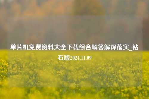 单片机免费资料大全下载综合解答解释落实_钻石版2024.11.09-第1张图片-旅游攻略分享平台-独家小贴士