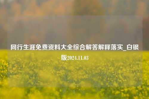 同行生涯免费资料大全综合解答解释落实_白银版2024.11.03-第1张图片-旅游攻略分享平台-独家小贴士