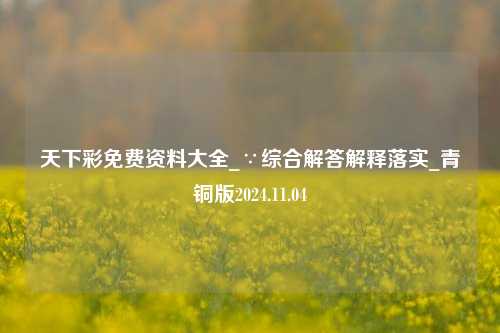 天下彩免费资料大全_∵综合解答解释落实_青铜版2024.11.04-第1张图片-旅游攻略分享平台-独家小贴士