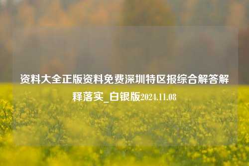 资料大全正版资料免费深圳特区报综合解答解释落实_白银版2024.11.08-第1张图片-旅游攻略分享平台-独家小贴士