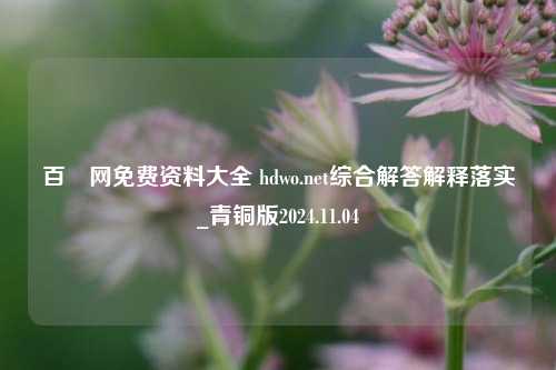 百釆网免费资料大全 hdwo.net综合解答解释落实_青铜版2024.11.04-第1张图片-旅游攻略分享平台-独家小贴士