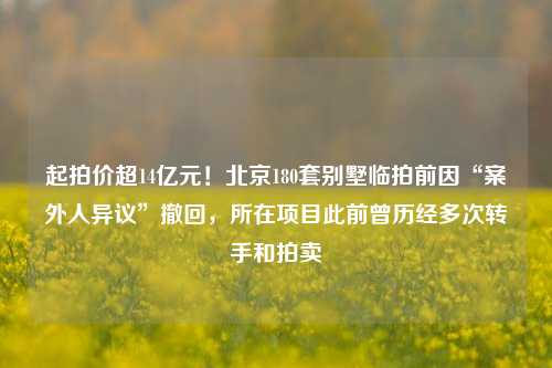 起拍价超14亿元！北京180套别墅临拍前因“案外人异议”撤回，所在项目此前曾历经多次转手和拍卖