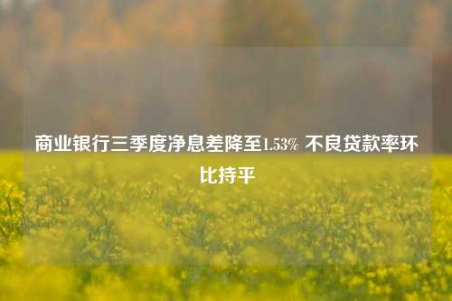 商业银行三季度净息差降至1.53% 不良贷款率环比持平