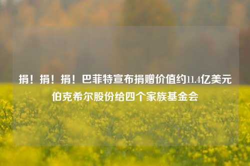 捐！捐！捐！巴菲特宣布捐赠价值约11.4亿美元伯克希尔股份给四个家族基金会