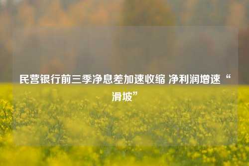 民营银行前三季净息差加速收缩 净利润增速“滑坡”