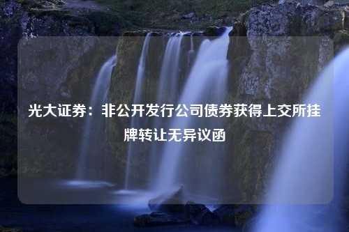 光大证券：非公开发行公司债券获得上交所挂牌转让无异议函